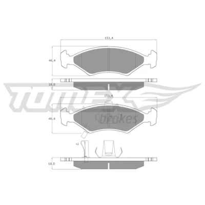 Afbeelding van TOMEX brakes TX 10 29 Remblokkenset Vooras Met akoestische slijtagewaarschuwing KIA: Sportage I