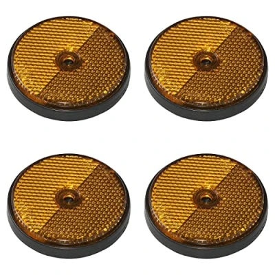 Afbeelding van 4 stuks achterreflectoren rond oranje Ø 60 mm E4 gecertificeerde reflectoren voor aanhangers, vrachtwagens, auto&#039;s, caravans en tractoren kattenoogreflector met schroefgat 5