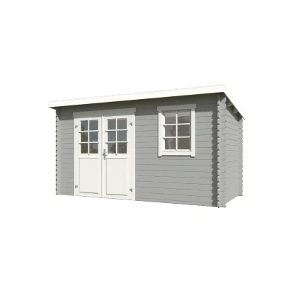 Afbeelding van Blokhut Amira 400x195 cm Platinum Grey wit Gecoat