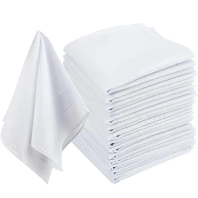 Afbeelding van OTYMIOW zakdoeken van katoen voor heren, 15 stuks, handkerchief, 40 x cm, zakdoeken, stoffen stof, vierkant, zakdoek,, stuks wit