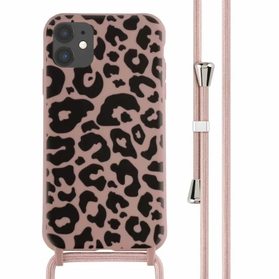 Afbeelding van imoshion Siliconen design hoesje met koord voor de iPhone 11 Animal Pink