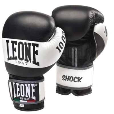 Afbeelding van Leone (kick)bokshandschoenen Shock Zwart/Wit 10oz