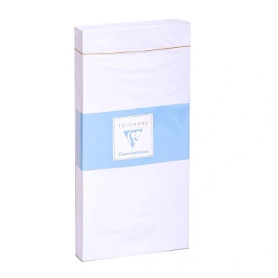 Afbeelding van Clairefontaine 8515C verpakking met 25 witte enveloppen, gevoerd, Triomph, DL 110 x 220 mm, rubber, 130 g/m²