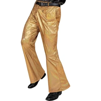 Afbeelding van Goudkleurige glitter disco broek voor mannen Verkleedkleding