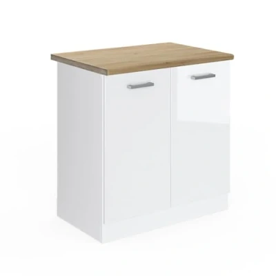 Afbeelding van Vicco Meuble sous évier R Line blanc brillant/blanc, 80 cm, chêne AP