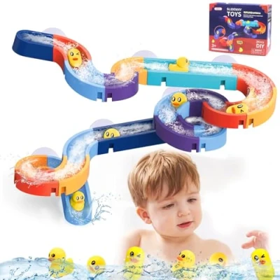Afbeelding van EOPUOZS badspeelgoed voor kinderen van 3 tot 6 jaar, doe het zelf met waterglijbaan kinderen, cadeau meisjes en jaar (34 stuks)