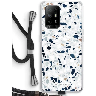 Afbeelding van Case Company® hoesje met Koord geschikt voor Oppo A94 5G Terrazzo N1 Telefoonhoesje Zwart Bescherming aan alle Kanten en Over de Schermrand