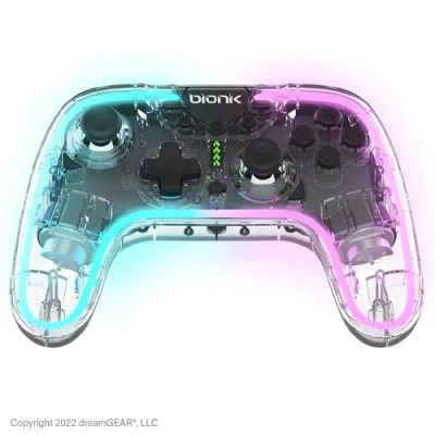Image de Manette sans fil Bluetooth Just For Games Bionik NeoGlow pour Nintendo Switch Modèle OLED Transparent