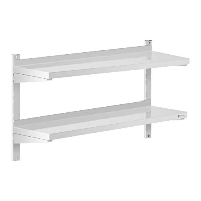 Afbeelding van Royal Catering Wandrek van roestvrij staal 2 planken 30 x 100 cm