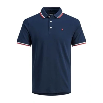 Afbeelding van JACK &amp; JONES JEPAULOS Poloshirt voor heren, korte mouwen, katoen, piqué, grote maat, Donkerblauw
