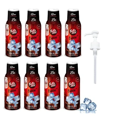 Image de 8 x FruttaMax Concentré de sirop fruits Moins sucre avec 50% convient pour machine à soda (8 500 ml) Cola)