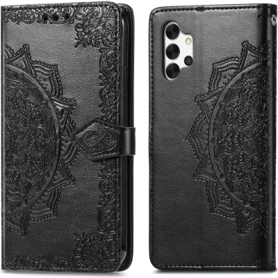 Afbeelding van iMoshion Hoesje Geschikt voor Samsung Galaxy A32 (5G) Met Pasjeshouder Design Softcase Bookcase Zwart / Dandelion
