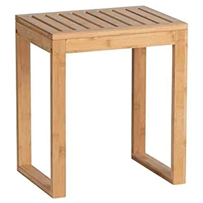 Afbeelding van WENKO bamboe badkamerkruk, duurzame hoogwaardige meubel, opbergstoel voor woonkamer en slaapkamer, 40 x 30 46 cm, natuurlijke afwerking