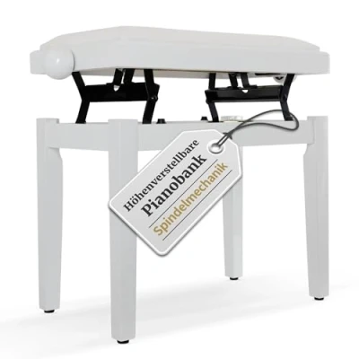 Image de Classic Cantabile Banque de Piano en blanc brillant