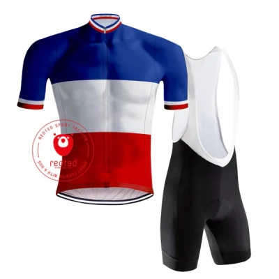 Afbeelding van Retro Wielertenue Franse Kampioenstrui Tricolore REDTED XL