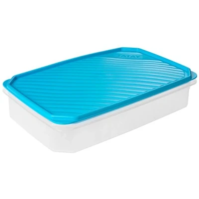 Image de TATAY Boîte Alimentaire, Hermétique, 2.1 L Capacité, Couvercle à pression flexible, sans BPA, passe au Micro ondes et Lave vaisselle, Bleue. Dimensions : 28,5 x 18,5 6 cm