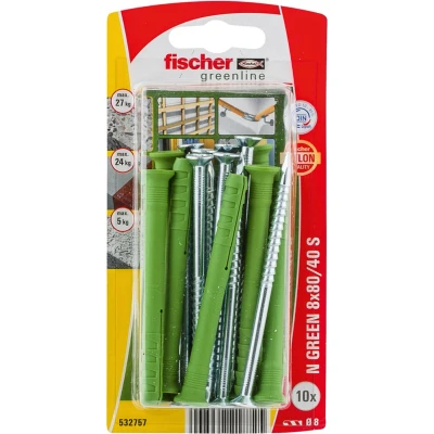 Afbeelding van Fischer N Green 8 x 80/40 S K NV Spijkerplug 80 mm 532757 1 set(s)