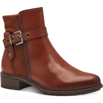 Afbeelding van Tamaris Korte laarzen, Dames, Maat: 37, Cognac Leer/ synthetisch