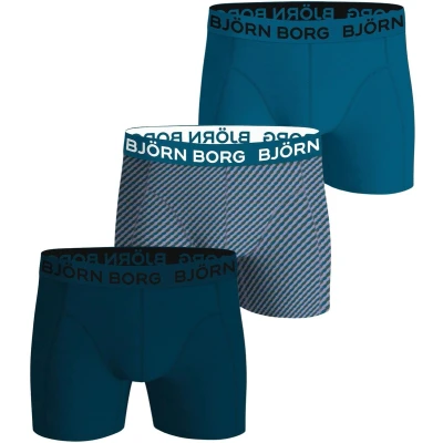 Afbeelding van Björn Borg heren Boxershorts met logoband in 3 pack de kleur Turquoise, maat: L