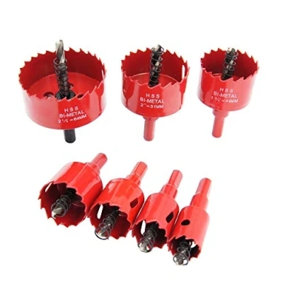 Afbeelding van LAIWEI Set van 7 bimetalen gatzagen 2,2 cm tot 6,3 Universele boor voor snelstaal (HSS) met boorhouder hout, kunststof, gipsplaat, zacht metaal