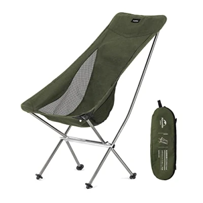 Afbeelding van Naturehike Klapstoel, camping, comfortabel, vouwstoel, visstoel, draagbaar, ultralicht, voor kamperen en wandelen, fietsen, groen L