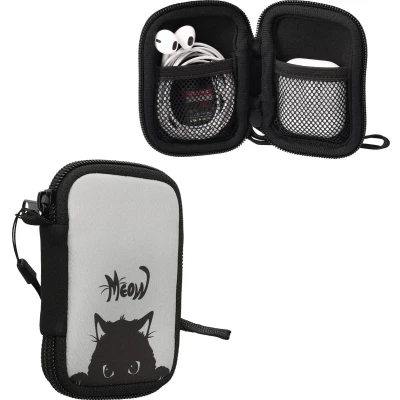 Afbeelding van kwmobile hoesje voor draadloze oordopjes geschikt In ear Headphones Kat Meow design