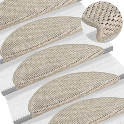 Afbeelding van Trapmatten zelfklevend 15 st sisal look 65x21x4 cm taupe