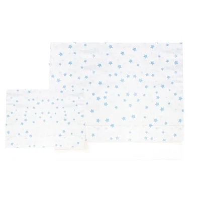 Afbeelding van Various Beddengoed voor wieg, 60 x 120 cm, beddengoed, 100% extra zacht katoen, gekoeld in Europa, (onderkant + laken kussensloop) sterrenprint blauw/wit