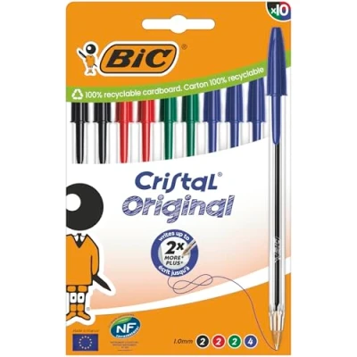 Afbeelding van BIC Cristal Original Balpen Assorti Kleuren Doos van 10 Medium Punt 1,0 mm