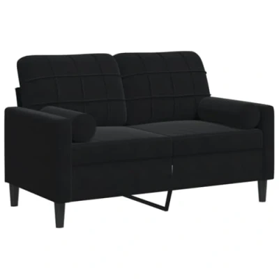 Afbeelding van vidaXL Tweezitsbank met sierkussens 120 cm fluweel zwart