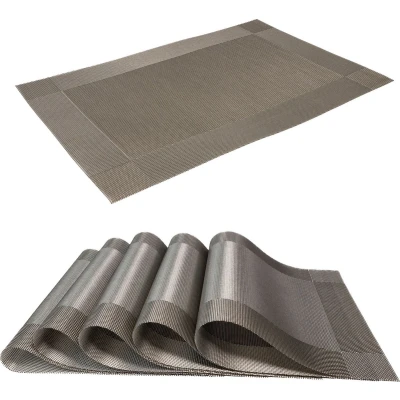 Afbeelding van Intirilife 6x Placemat van PVC in Lichtgrijs 45 x 30 cm Tafelmat Onderzetter Afveegbaar Hittebestendig voor keuken Eettafel