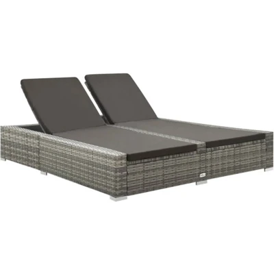 Afbeelding van Ligbed tweepersoons poly rattan grijs