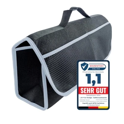 Afbeelding van L &amp; P Car Design Kofferbakopbergtas met klittenbandsluiting, zwart en grijs