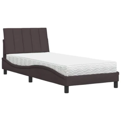 Afbeelding van vidaXL Bed met matras &quot;Dover&quot; stof donkerbruin 90x190 cm