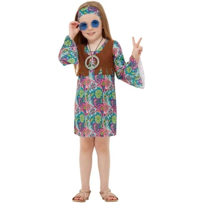 Afbeelding van FUNIDELIA Hippie kostuum voor meisjes Maat: 107 113 cm