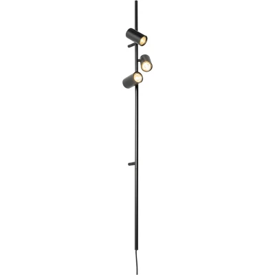 Afbeelding van QAZQA Wandlamp zwart met voetschakelaar 3 lichts Jeana Luxe