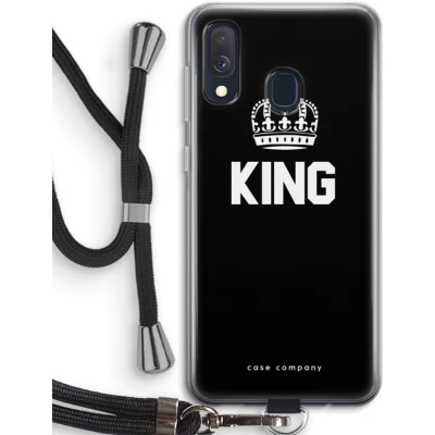 Afbeelding van Case Company® hoesje met Koord geschikt voor Samsung Galaxy A40 King Zwart Telefoonhoesje Bescherming aan alle Kanten en Over de Schermrand