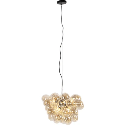 Afbeelding van QAZQA uvas Art Deco Dimbare LED Smart Hanglamp eettafel incl. wifi met Dimmer 8 lichts Ø 50 cm Zwart Goud Woonkamer Slaapkamer Keuken