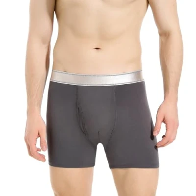 Afbeelding van Incontinentie boxershorts voor heren, wasbare beschermende onderbroek met 150 ml, urinevolume absorberend en lekvrij, herbruikbaar, van zacht katoen (grijs, M)