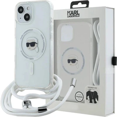 Afbeelding van Karl Lagerfeld Crossbody IML Head MagSafe hoesje voor iPhone 15 / 14 13 transparant
