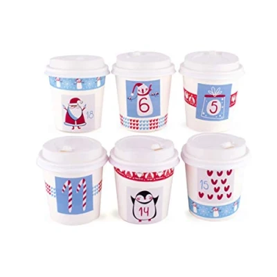 Afbeelding van Adventskalender om te vullen, met 24 geschenkdozen, bekers, kerstkalender, knutselset zelfklevende adventskalenders en accessoires pajoma
