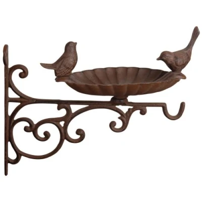 Afbeelding van Esschert Design Wandvoederschaal Incl. Voederhaak Bruin 29 x 20 25,5 cm