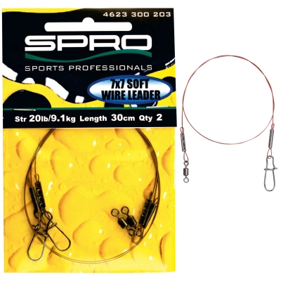 Afbeelding van Spro 7x7 Soft Wire Leader Stainless 50cm (2 pcs) Maat : 18 kilo
