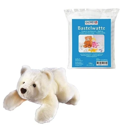 Afbeelding van Glorex 04513 1K Sven Knuffel om zelf te vullen, complete set ijsbeer, ca. 28 cm + 100 g watten