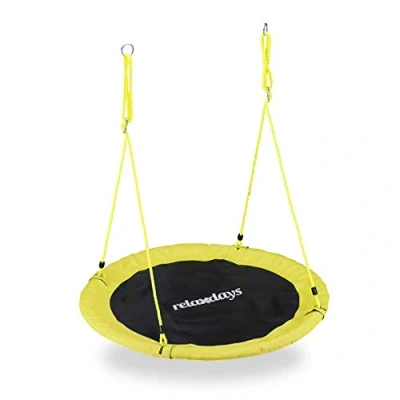 Afbeelding van Relaxdays Nestschommel vogelnestschommel buiten schommel 110 cm kinderschommel geel