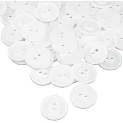 Afbeelding van AERZETIX C56858 Set van 100 ronde naai knopen Ø 19 x 2 mm met gaten kleur wit kunststof opening mode fournituren naaien kleding decoratie
