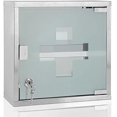 Afbeelding van Medicijnkastje 30x30x12cm xxl incl. Slot &amp; 2 sleutels vakken
