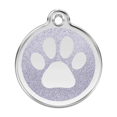 Afbeelding van Paw Print Silver glitter hondenpenning large/groot dia. 3,8 cm RedDingo