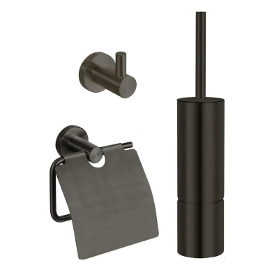 Afbeelding van Best Design Moya toilet accessoireset 3 delig met toiletborstelhouder, toiletrolhouder en handdoekhaak Gunmetal