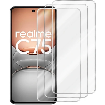 Afbeelding van Cadorabo 3x Screenprotector geschikt voor Realme C75 Beschermende Pantser Film in KRISTALHELDER Getemperd (Tempered) Display beschermend glas 9H hardheid met 3D Touch